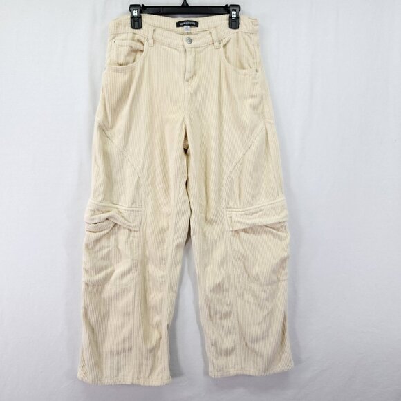 Urban Outfitters BDG Pants Corduroy Size 29 Cargo Wide Leg Baggy Yellow Ivory - Picture 1 of 13
